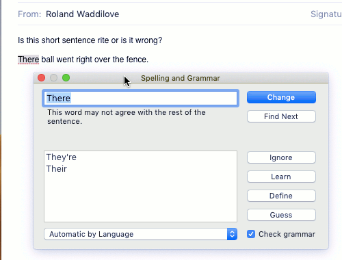 outlook for mac spell check after sedn